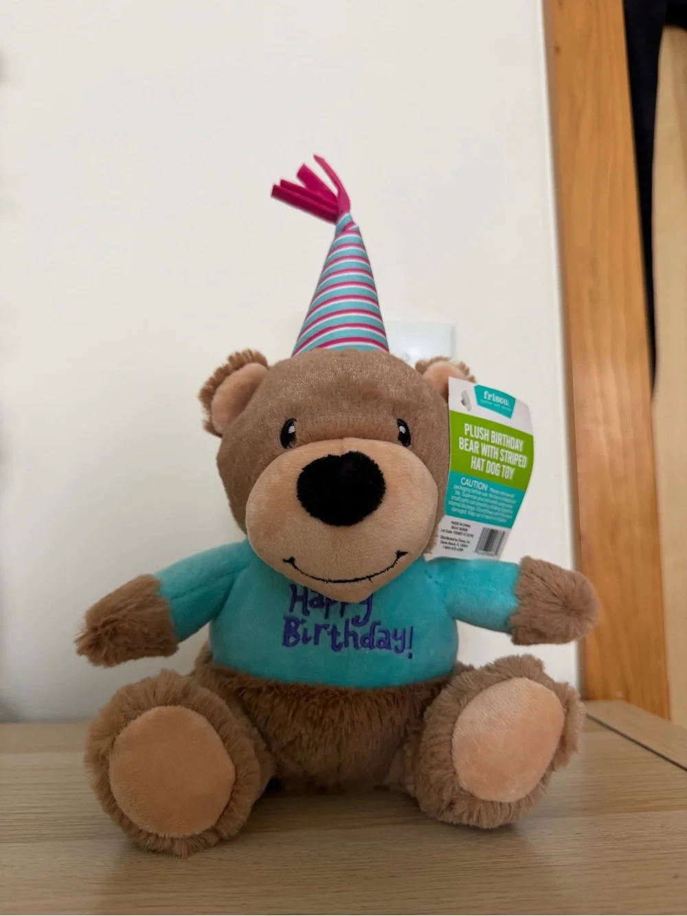 Plush Birthday Bear Dog Toy